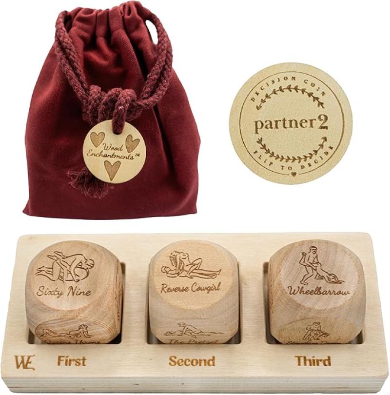 لعبة زوجية رومانسية - 3 نرد خشبي وعملة قرارات للعلاقات الزوجية